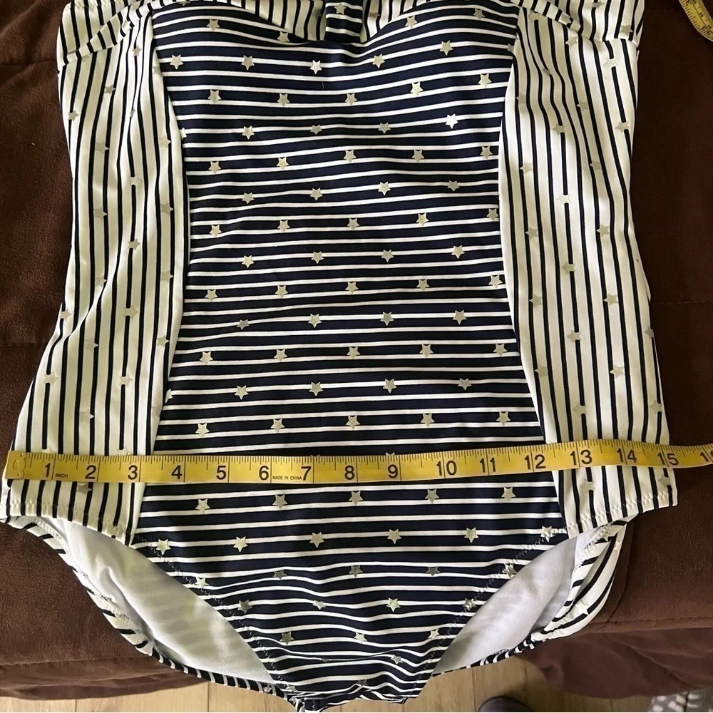 Jessica Simpson blue stars & stripes one piece swimsuit, has been ALTERED, M-L.